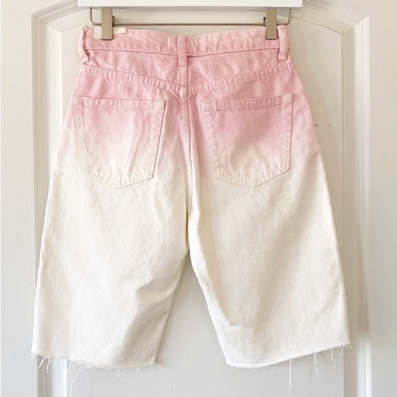 ZARA Pink White Ombré Denim Bermuda Shorts NEW Y2K Dad - Picture 4 of 8